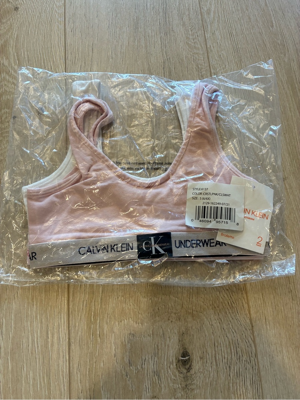 Calvin Klein Light Pink & White Logo Bralette